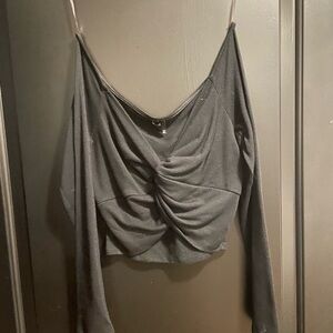 Elegant Charcoal Long Sleeve Top